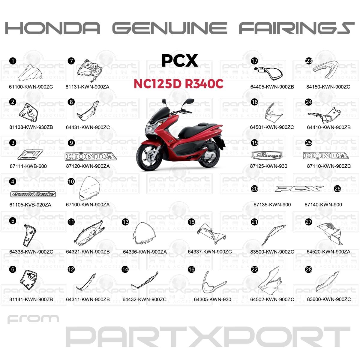 HONDA PCX NC125D R340C FAIRINGS