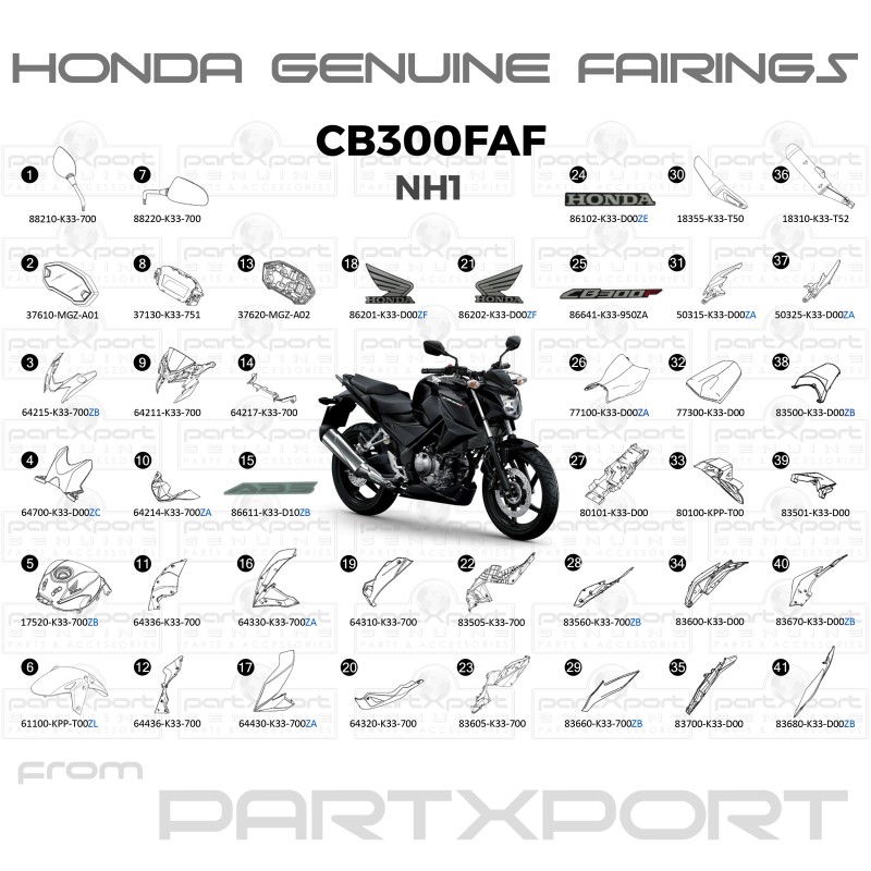 HONDA CB300FA F NH1 FAIRINGS