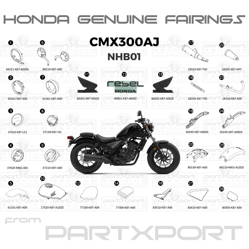 HONDA CMX300A J NHB01 FAIRINGS