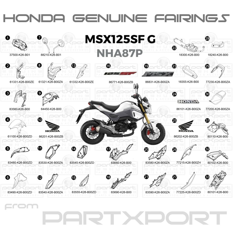 MSX125 SF G NHA87P FAIRINGS
