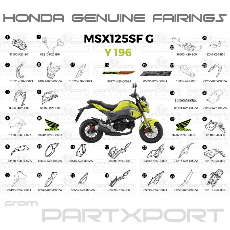 MSX125 SF G Y196 FAIRINGS