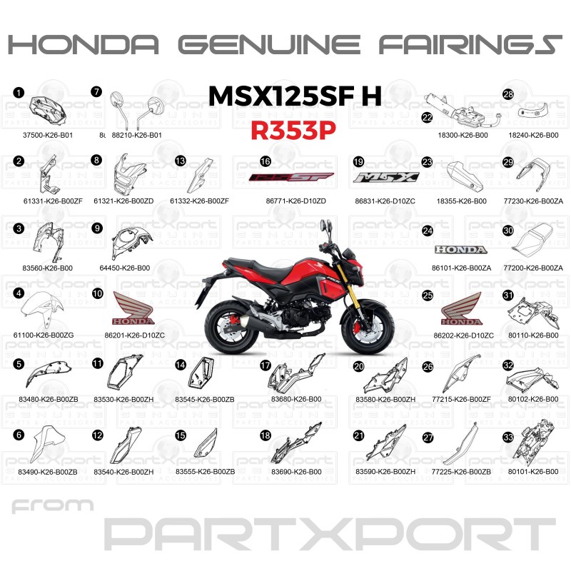 MSX125 SF R353P FAIRINGS