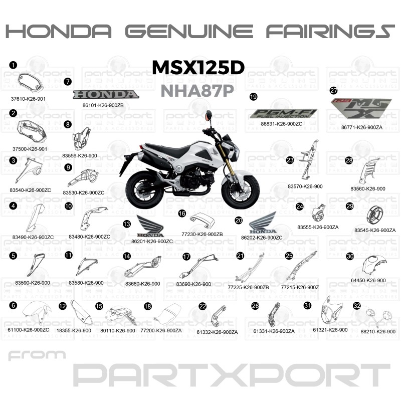 MSX125 D NHA87P FAIRINGS