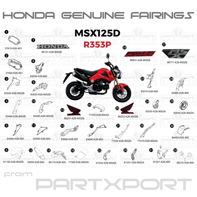 MSX125 D R353P FAIRINGS