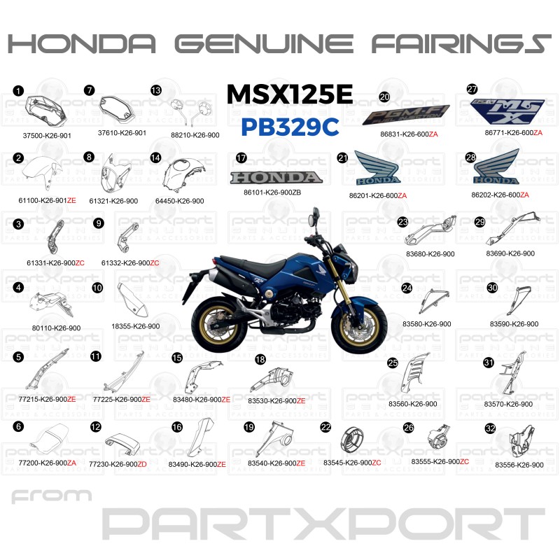 MSX125 E PB329C FAIRINGS
