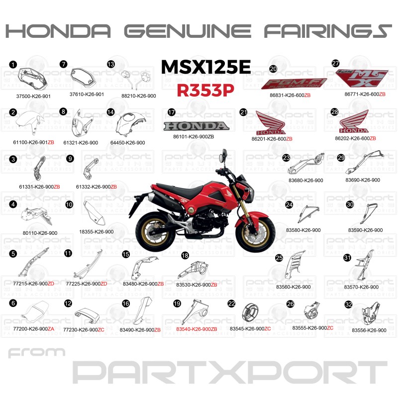 MSX125 E R353P FAIRINGS