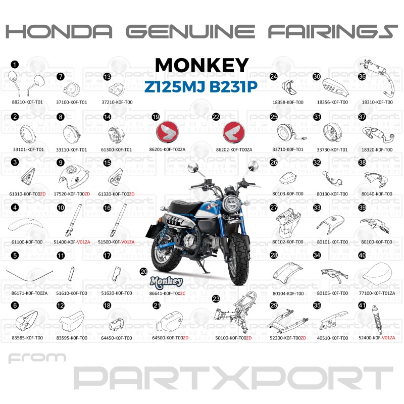 HONDA Monkey Z125M J B-231P FAIRINGS