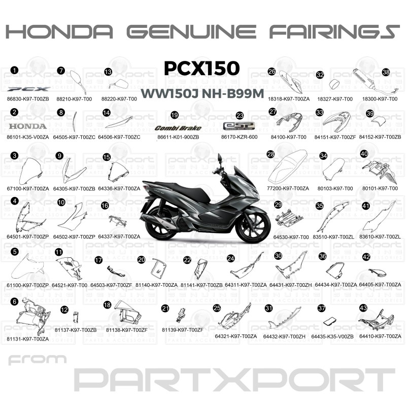 PCX150 WW150 J NHB99M FAIRINGS