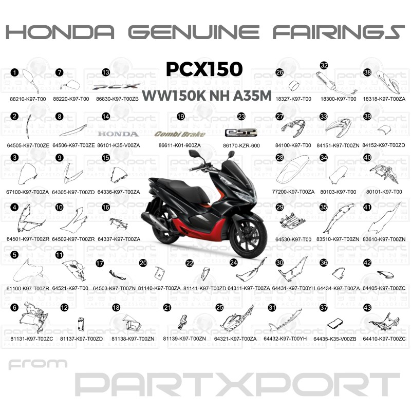 HONDA PCX150 K TH 2019 NHA35M FAIRINGS
