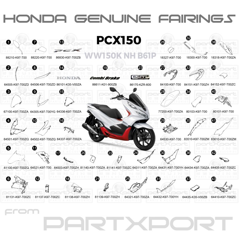 HONDA PCX150 K TH 2019 NHB61P FAIRINGS