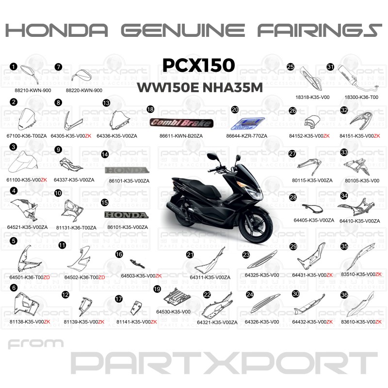 PCX150 WW150E NHA35M FAIRINGS