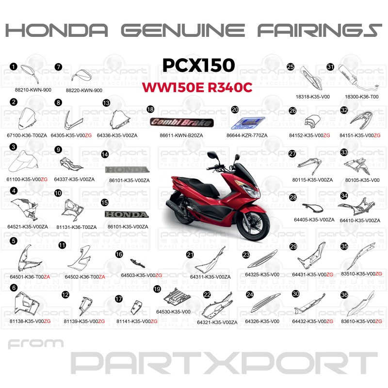 PCX150 WW150E R340C FAIRINGS