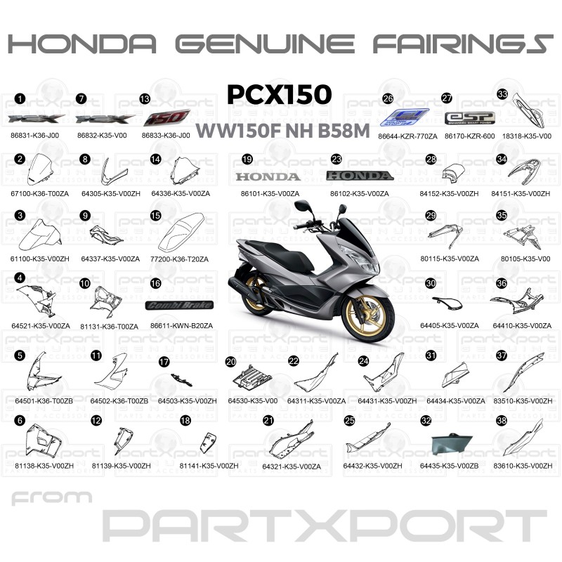 HONDA PCX150 WW150 F NH-B58M FAIRINGS