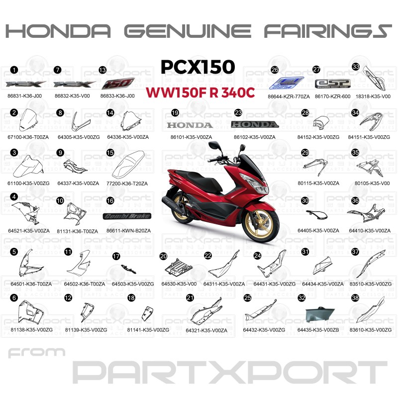 HONDA PCX150 WW150 F R-340C FAIRINGS