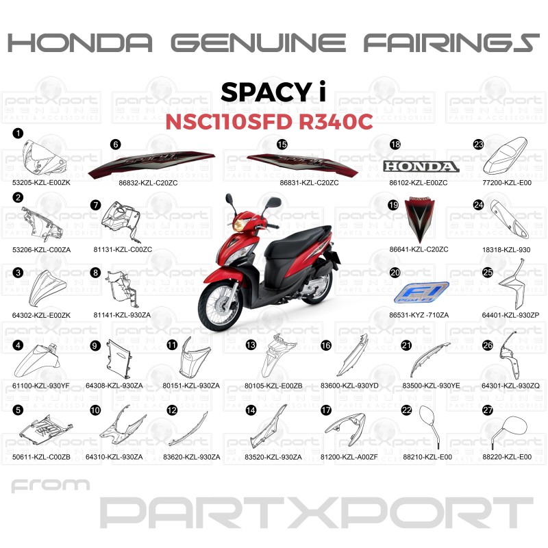 HONDA SPACY-I NSC110SFD TH R-340C FAIRINGS