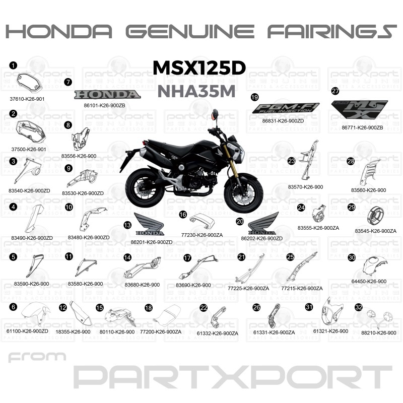 MSX125 D NHA35M FAIRINGS